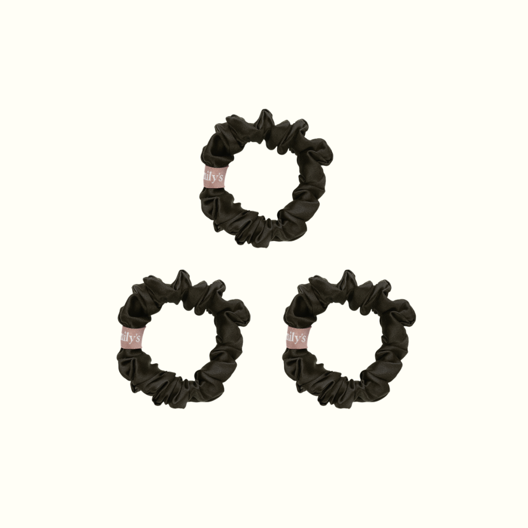 Chouchou 100% pure soie - Le petit - Noir x3