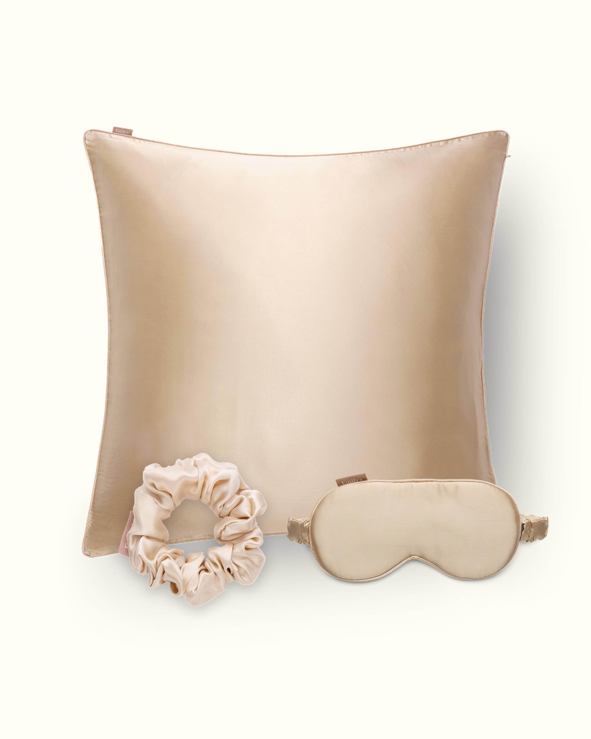 Coffret cadeau - Taie en soie, masque de sommeil, chouchou OFFERT - Champagne