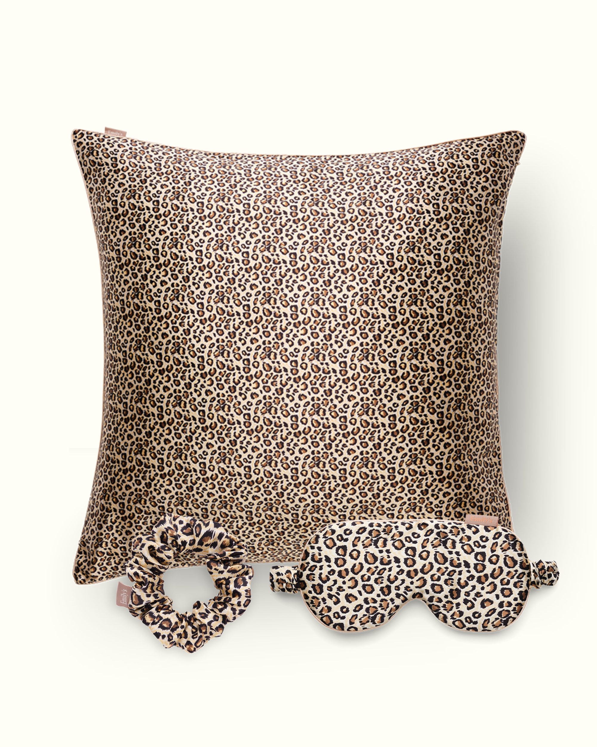 Coffret de Noël - Taie en soie, masque de sommeil, chouchou OFFERT - Léopard