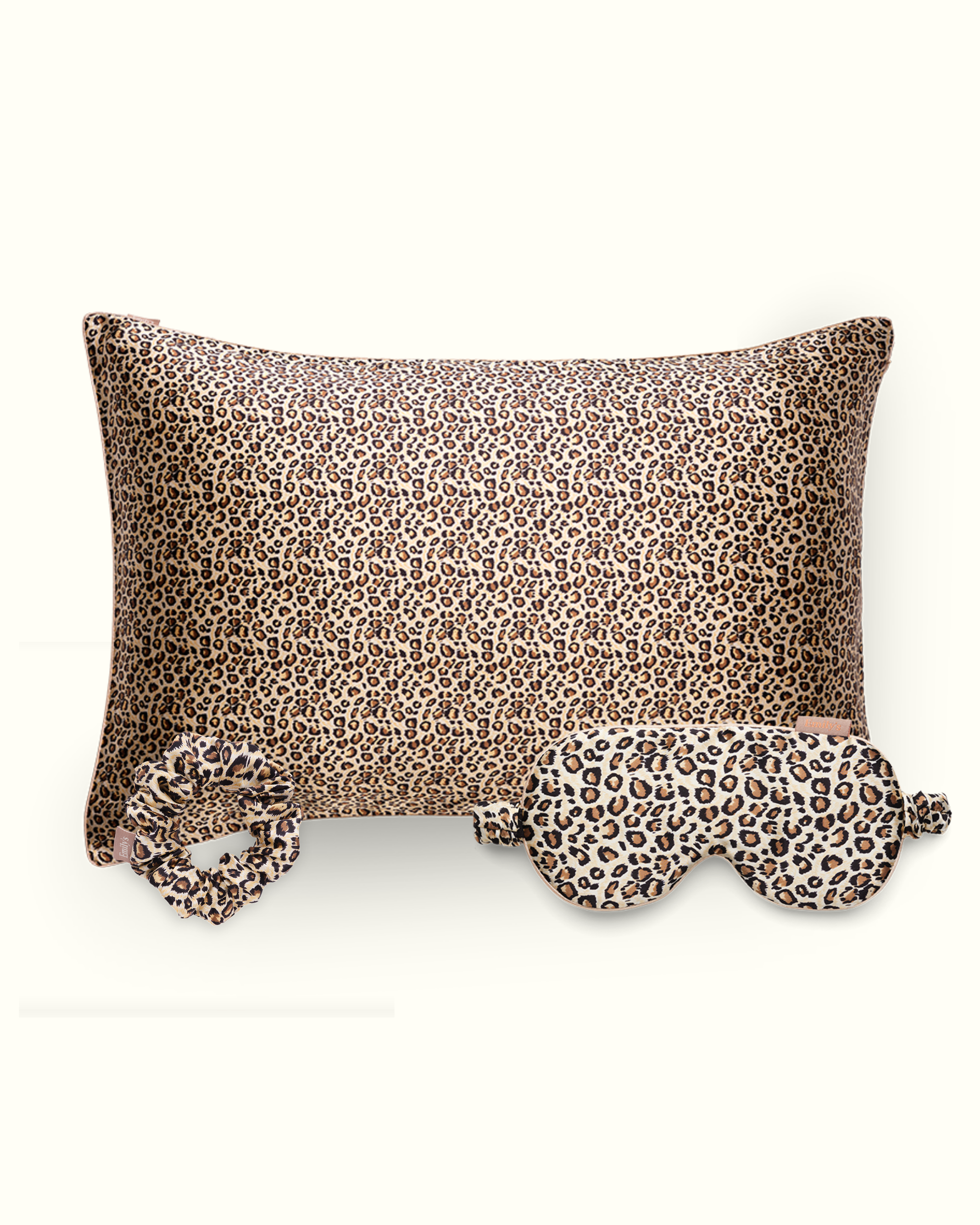 Christmas Gift Set - Silk Pillowcase, Sleep Mask, Scrunchie M - Leopard