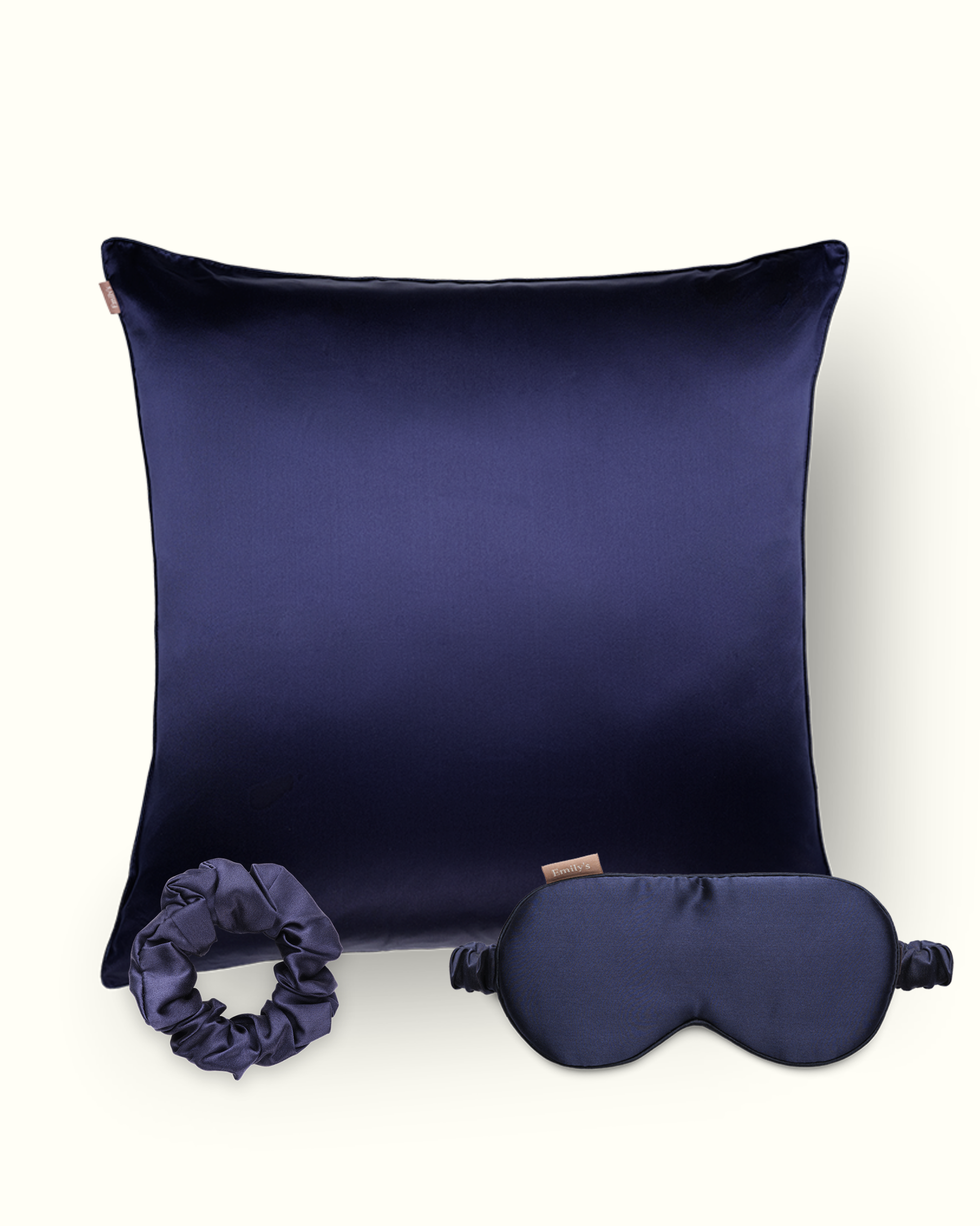 Coffret cadeau - Taie en soie, masque de sommeil, chouchou OFFERT - Bleu Nuit