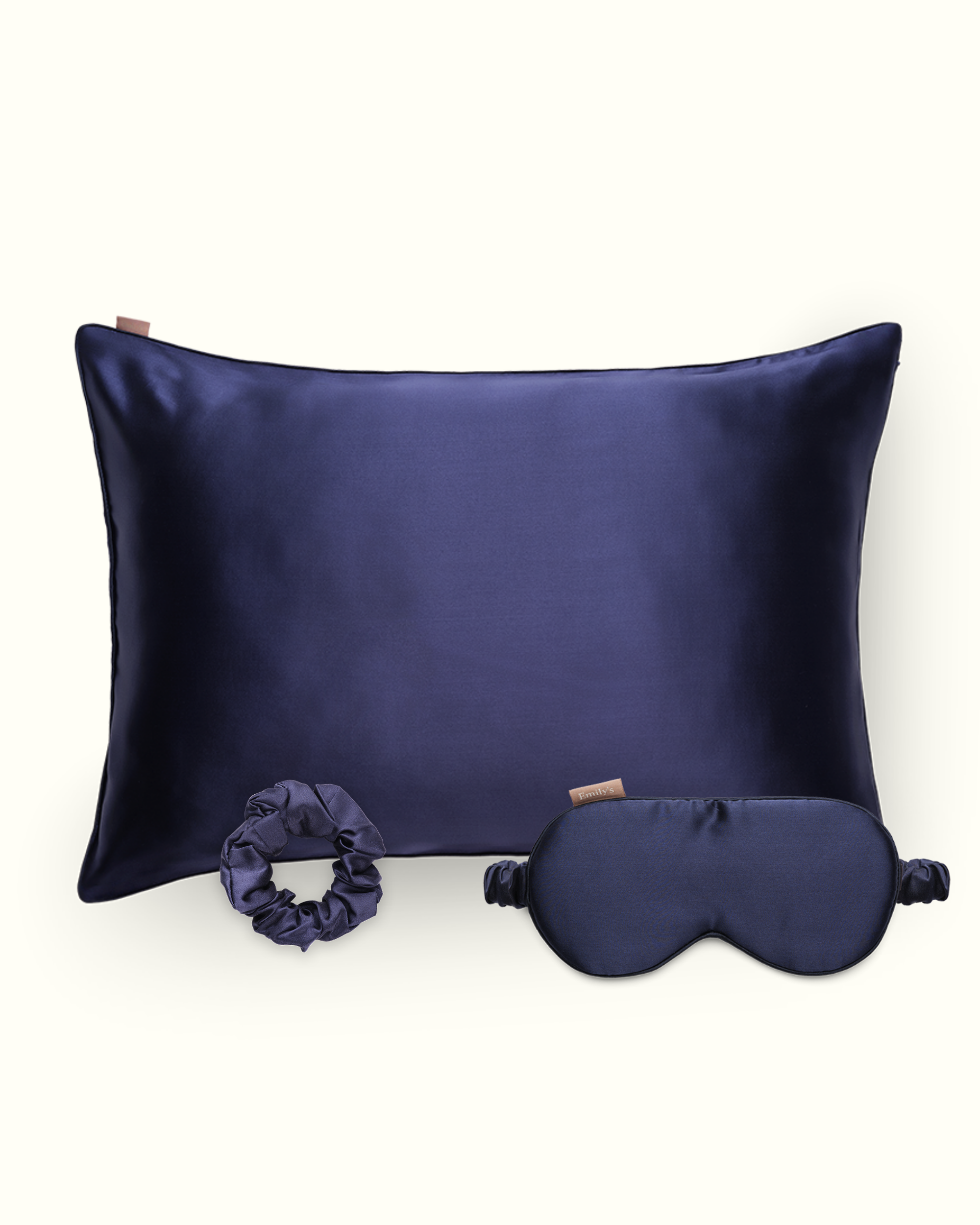 Coffret cadeau - Taie en soie, masque de sommeil, chouchou OFFERT - Bleu Nuit