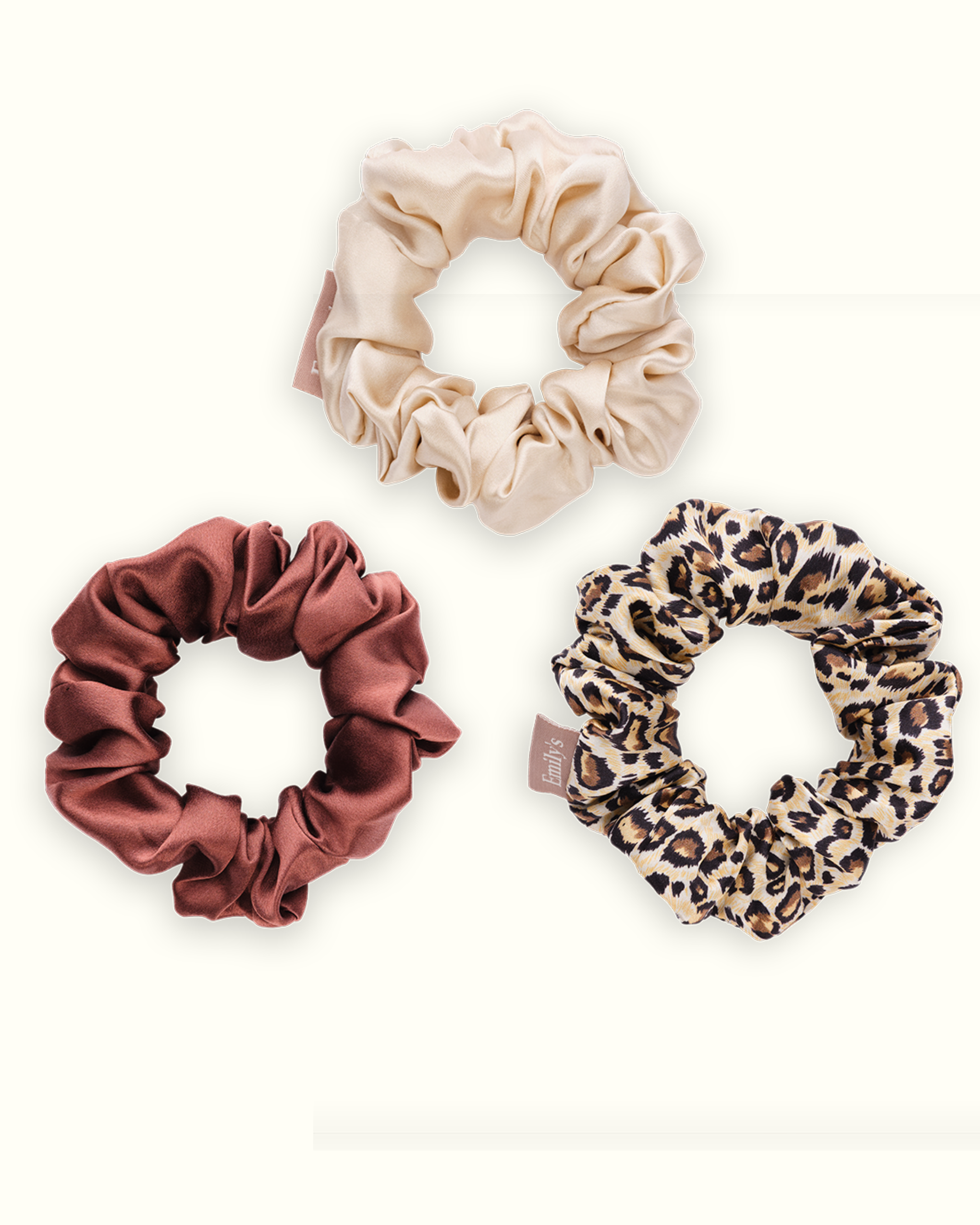 Scrunchies Crackers - Trio of Chouchous M - Champagne, Leopard, Mocha