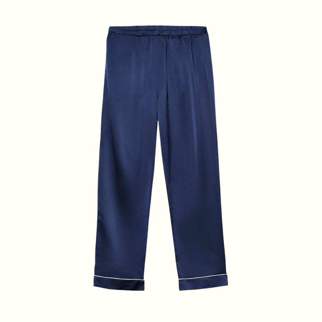 Pantalon 100% pure soie de mûrier - Bleu nuit