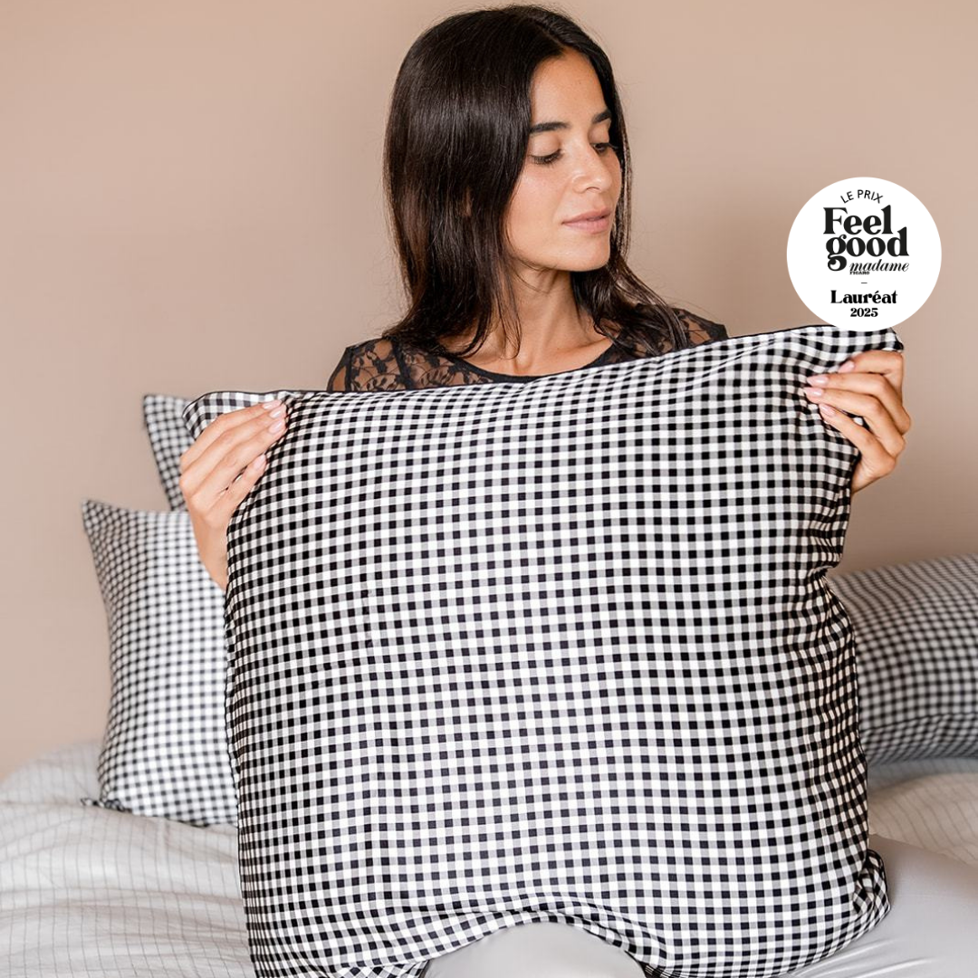 100% Pure Mulberry Silk Pillowcase - Black Gingham