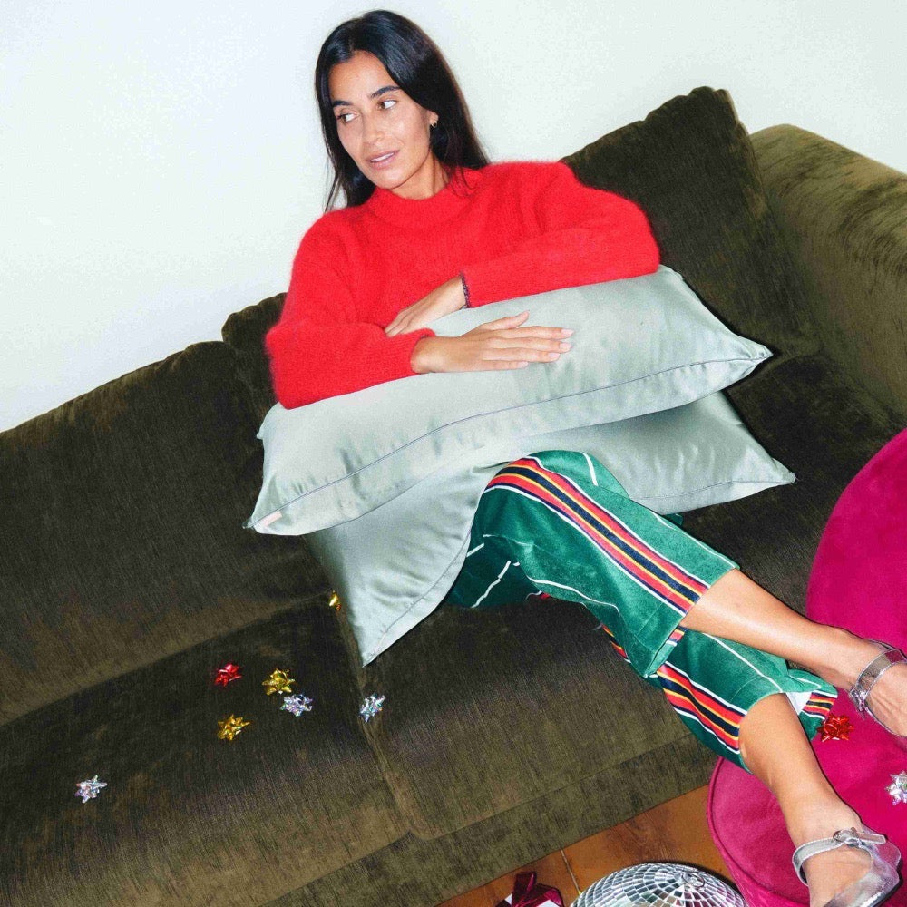 Coffret Duo de Noël - Taies 100% pure soie x2 - Vert Sauge