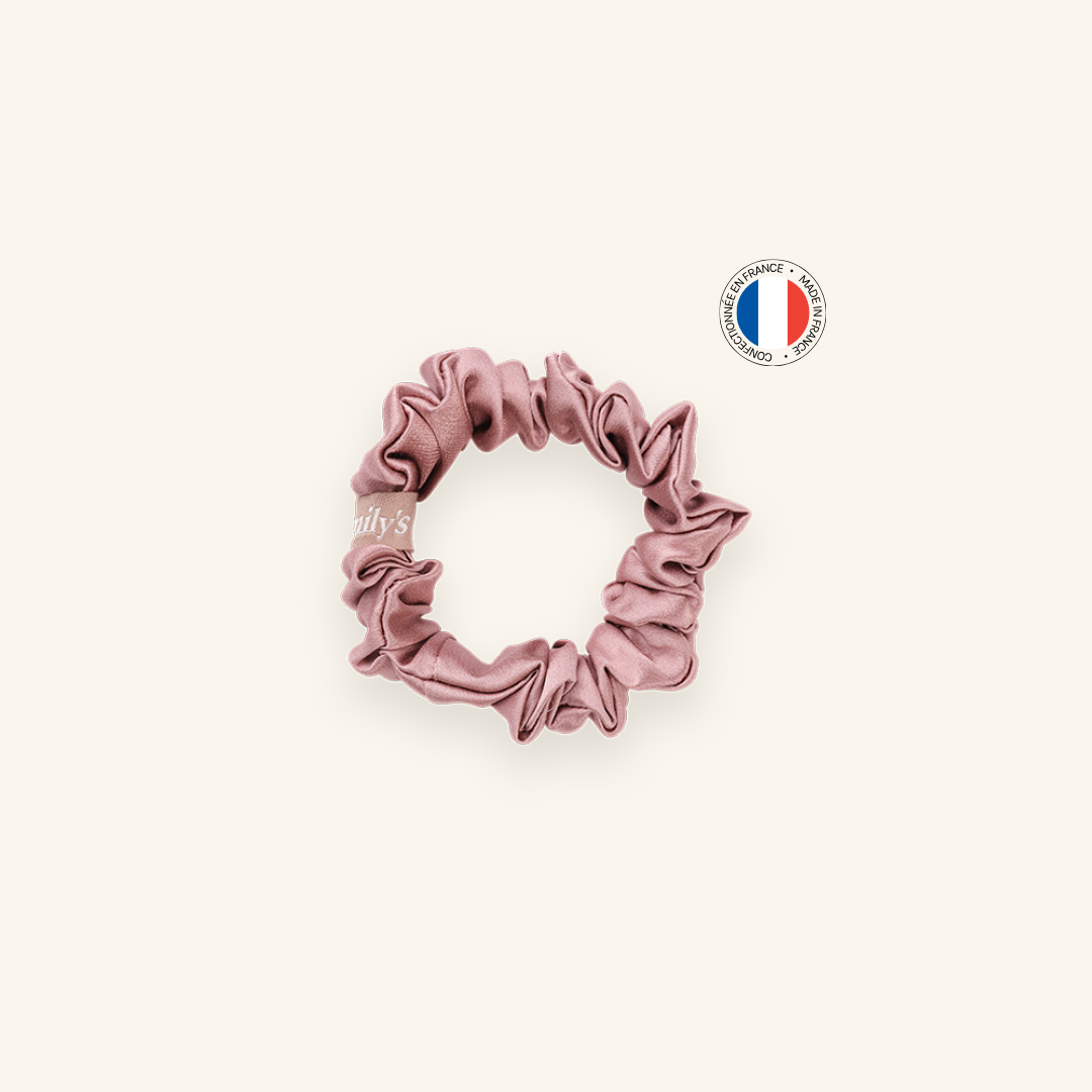 Chouchou 100% pure soie - Confectionné en France - Vieux Rose