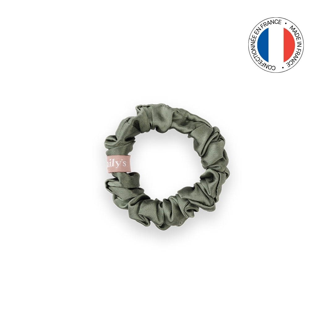 Chouchou 100% soie - Confectionné en France - Vert Sauge