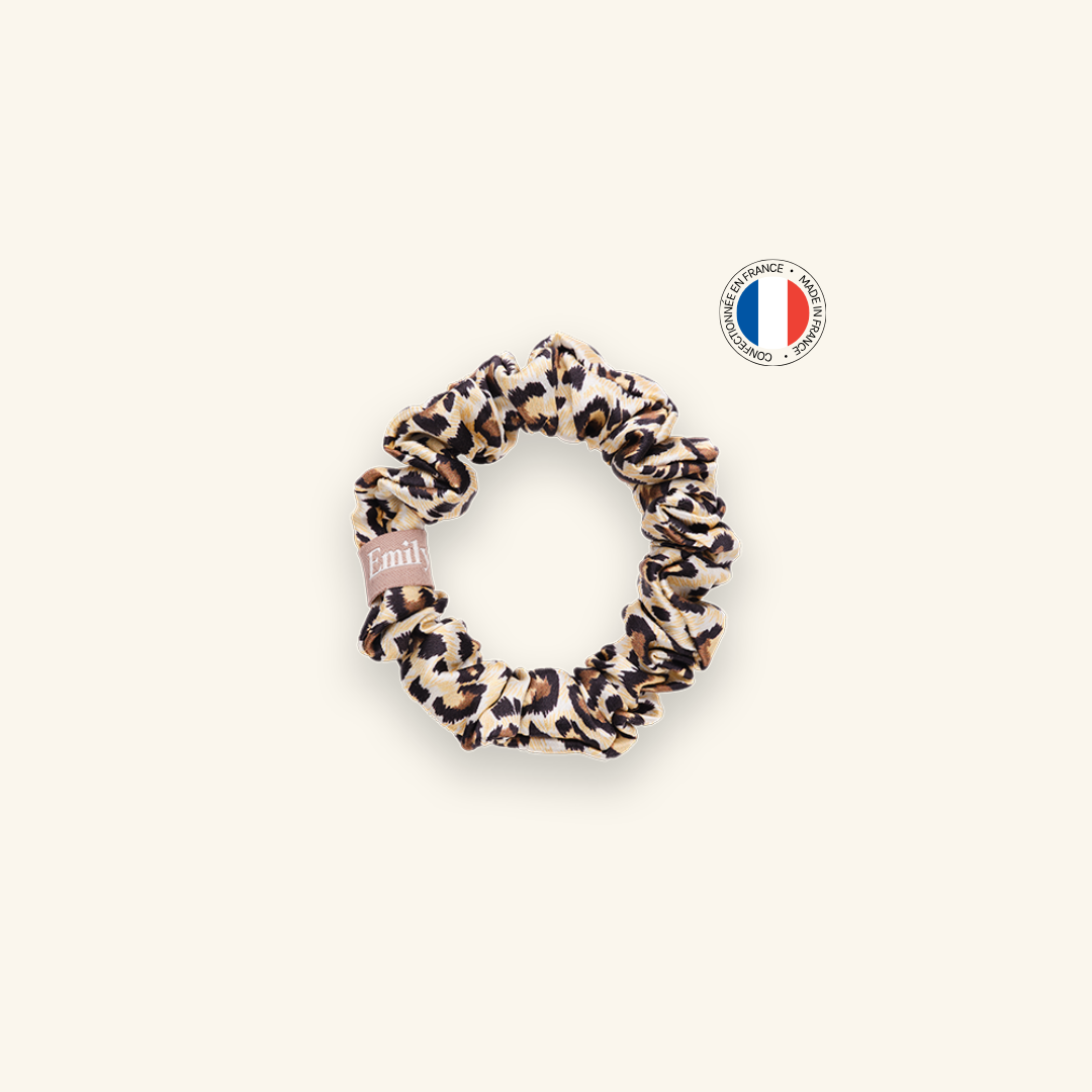 Chouchou 100% pure soie - Confectionné en France - Léopard