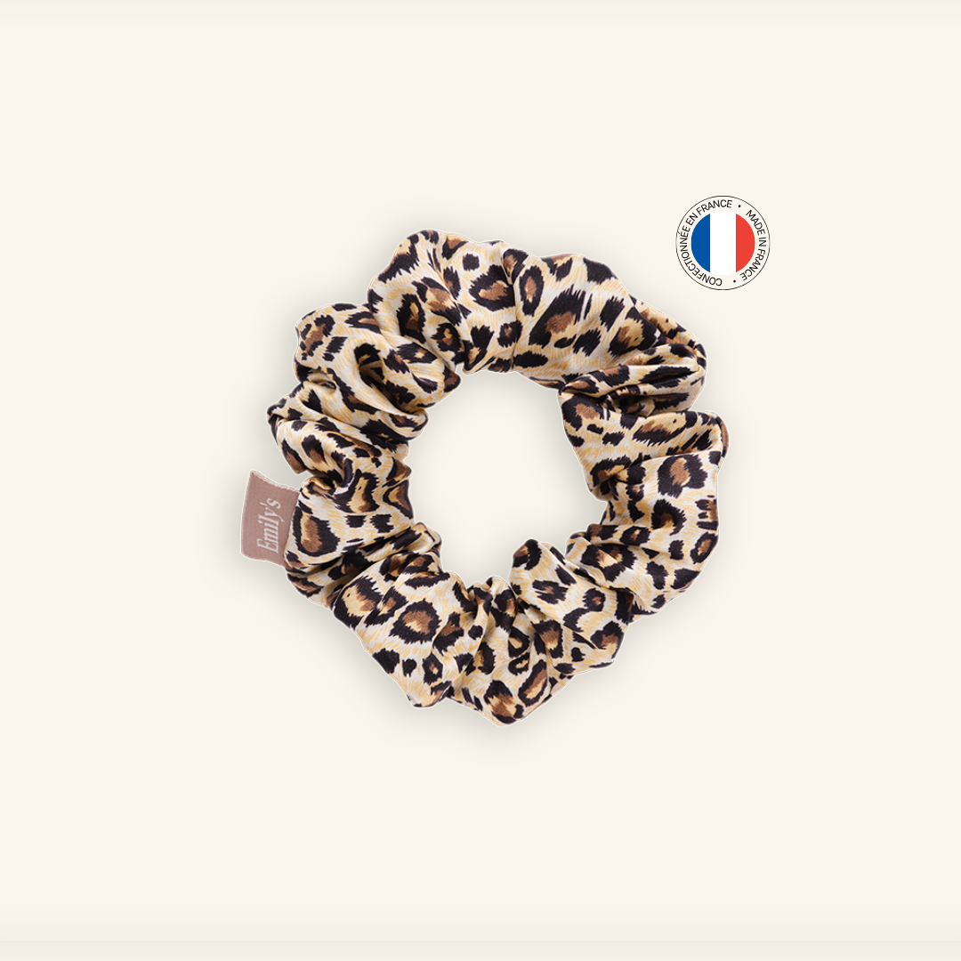 Chouchou 100% pure soie - Confectionné en France - Léopard