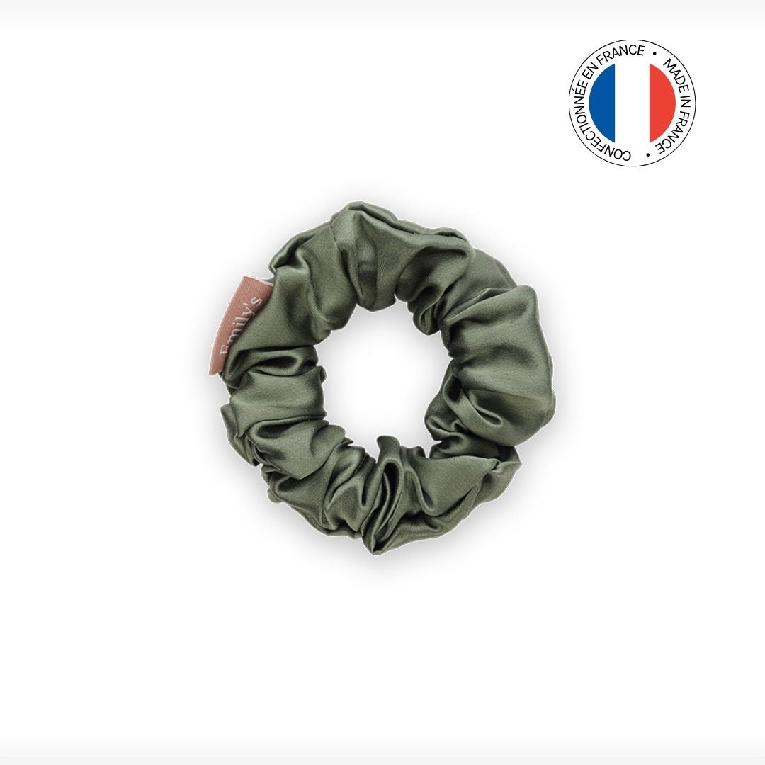 Chouchou 100% soie - Confectionné en France - Vert Sauge