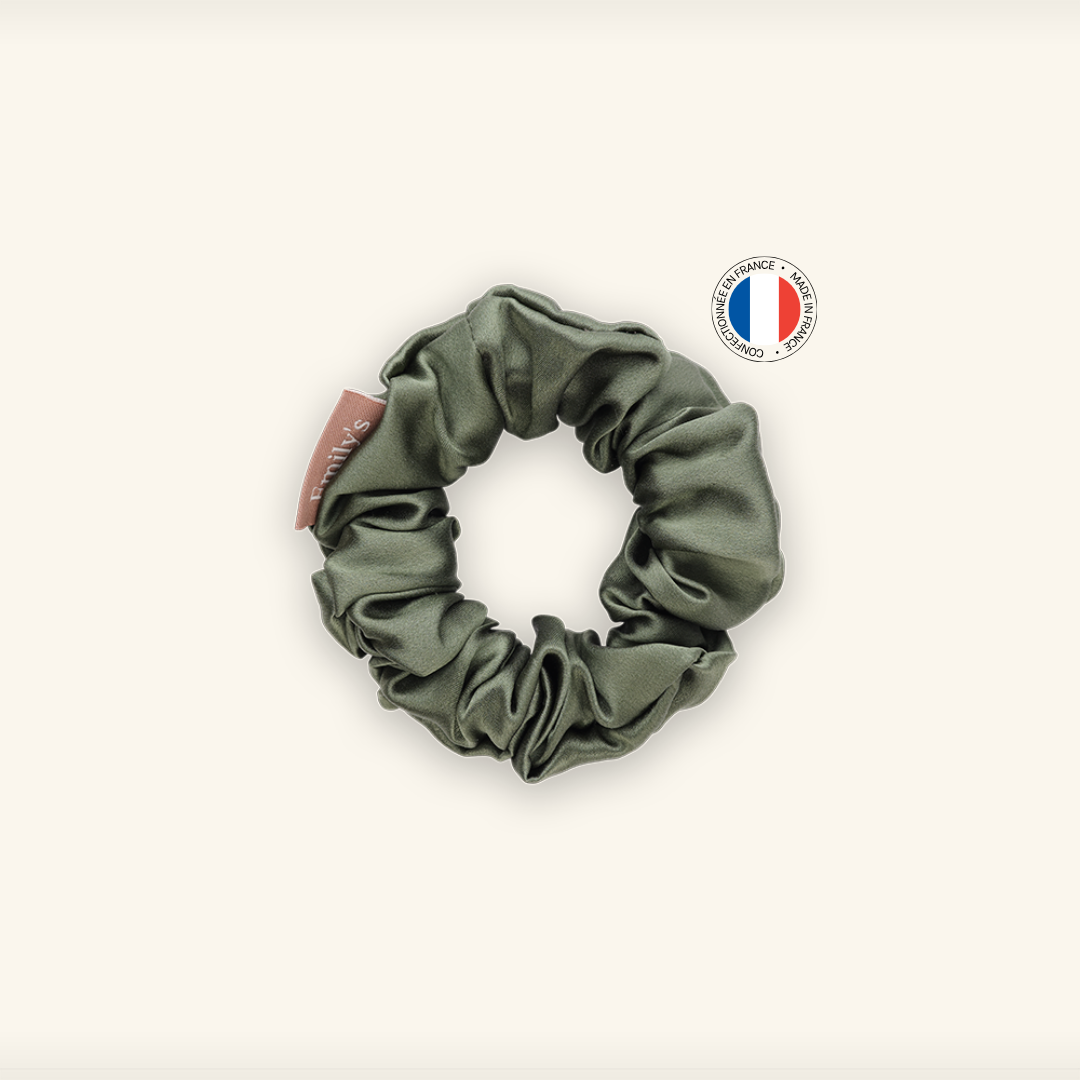 Chouchou 100% pure soie - Confectionné en France - Vert Sauge