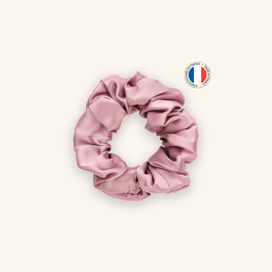 Chouchou 100% pure soie - Confectionné en France - Vieux Rose