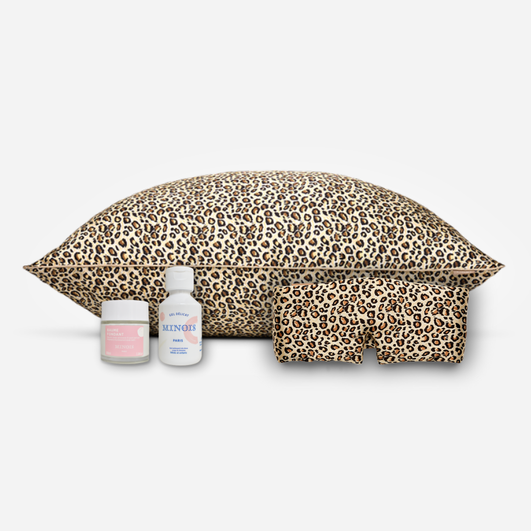 Maternity pack - silk pillowcase, night mask + shower gel and Minois balm
