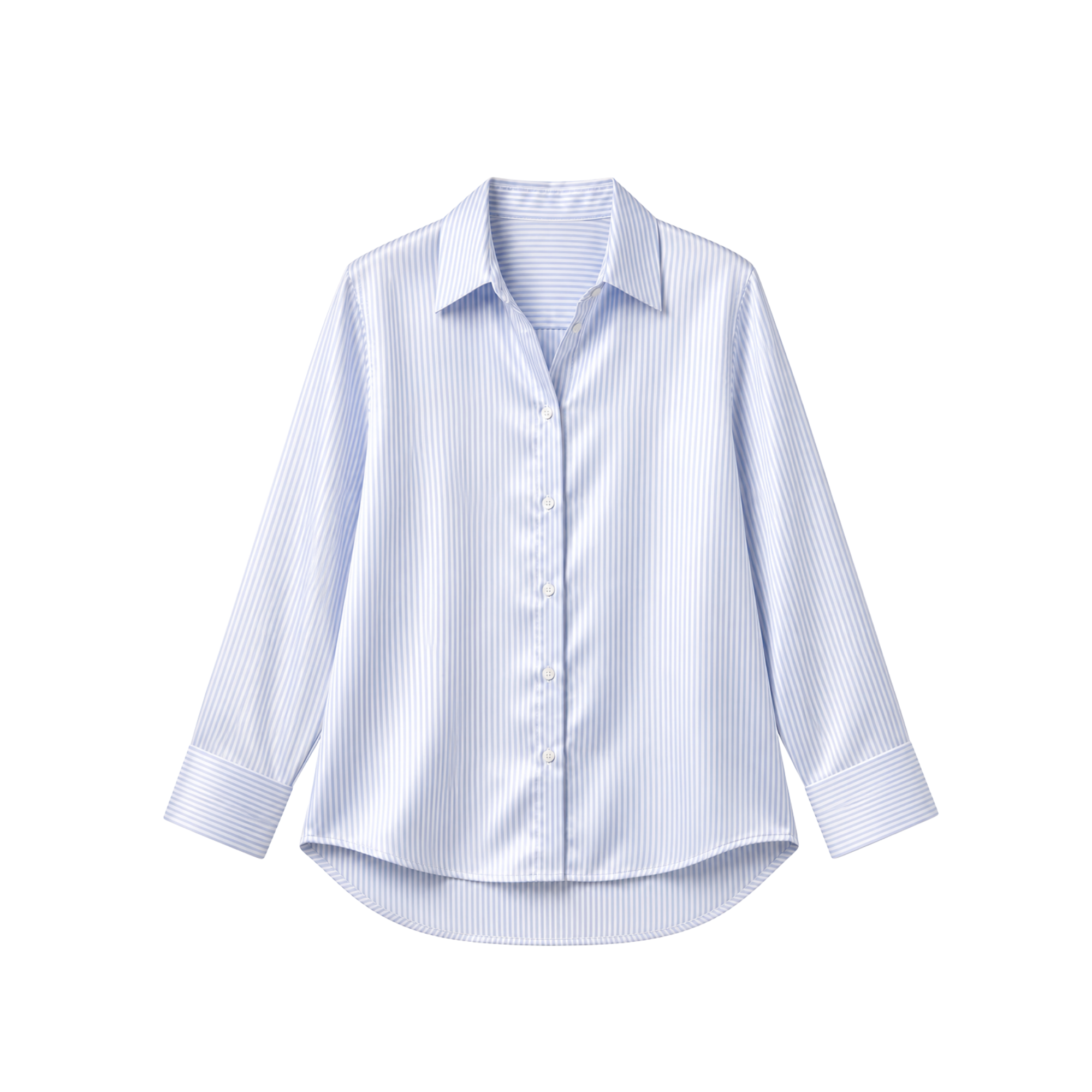 Chemise Oversize 100% pure soie de mûrier - Rayures Bleu Clair