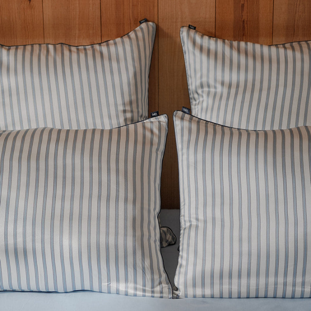 100% Pure Mulberry Silk Pillowcase - Blue Zebra Stripes