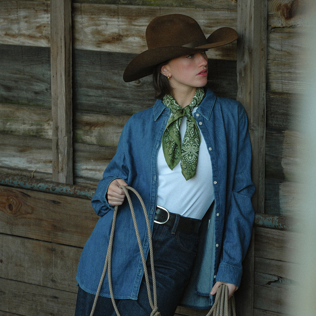 Pañuelo bandana de seda 100 % pura - Verde
