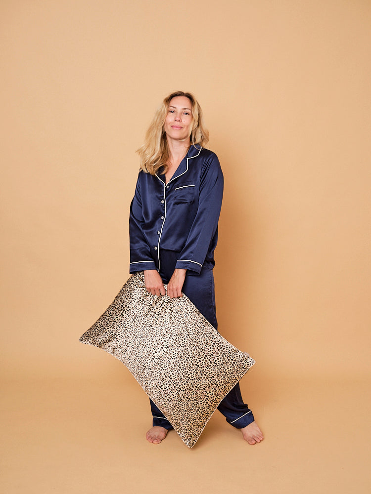 Pyjama 100% pure soie de mûrier - Bleu nuit