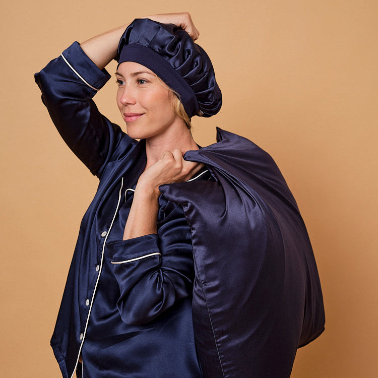 Pack cheveux - Taie en 100% soie et bonnet de nuit