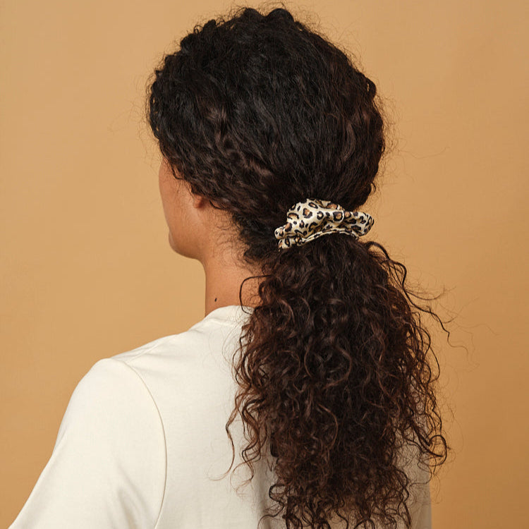 Chouchou 100% pure soie - Confectionné en France - Léopard