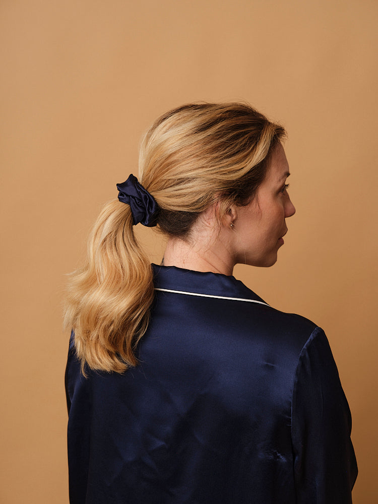 Chouchou 100% pure soie - Le gros - Bleu nuit