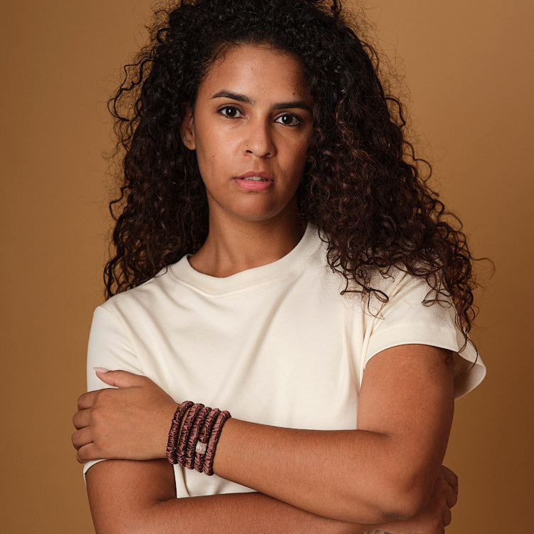 Pack de 5 Chouchous 100 % Soie - Le mini - Moka