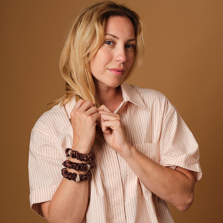 Pack de 3 Chouchous 100 % Soie - Le Petit - Moka