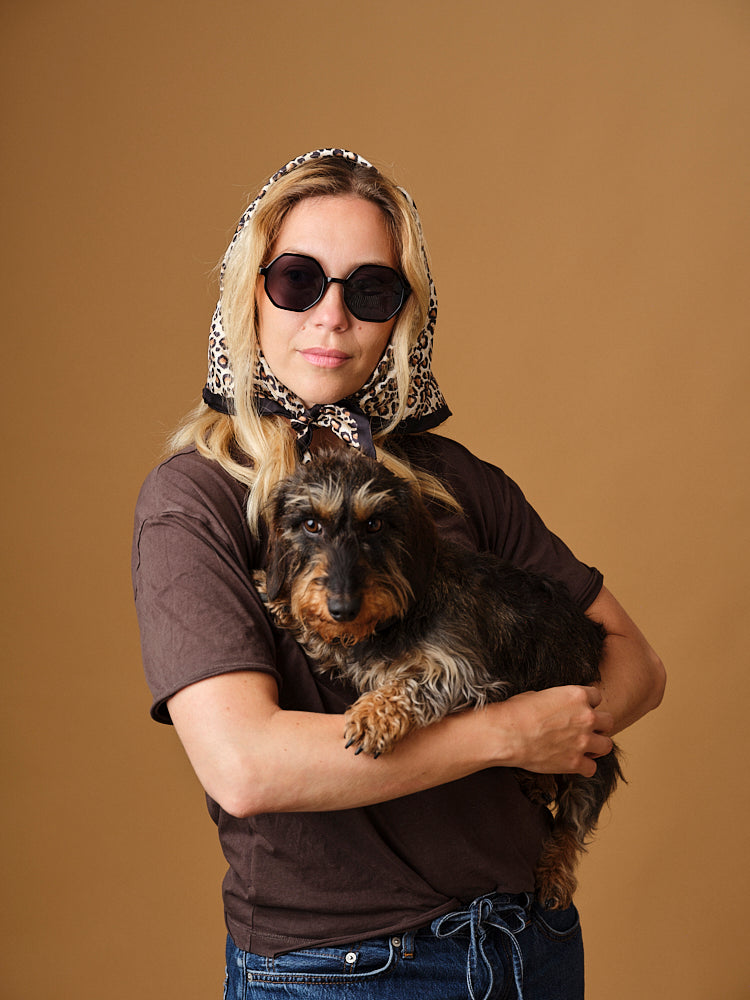 Foulard léopard 100% pure soie