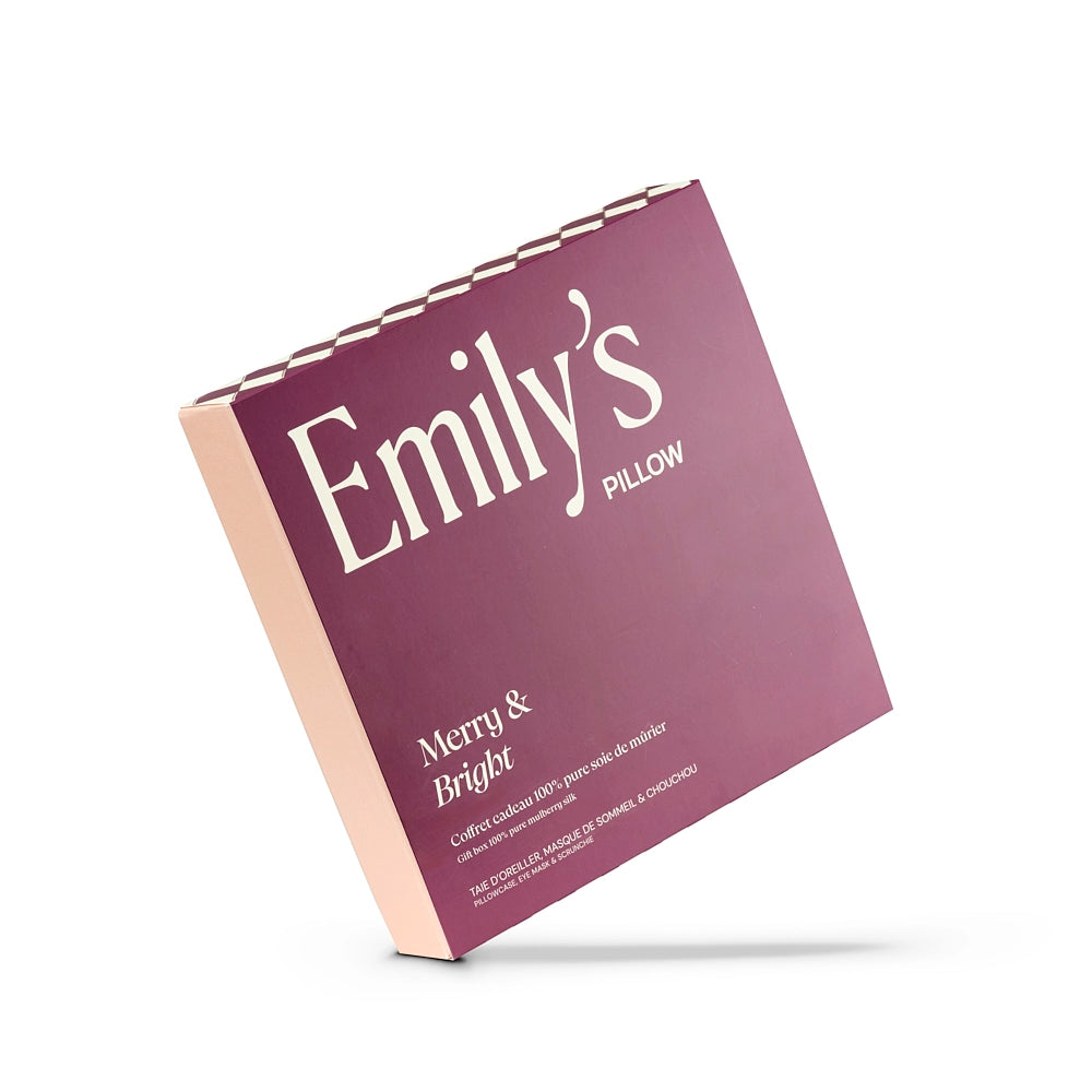Coffret de Noël - Taie en soie, masque de sommeil, chouchou OFFERT - Champagne
