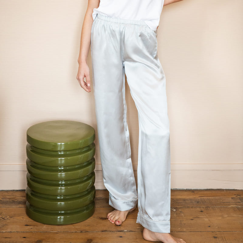 Pantalon 100% pure soie de mûrier - Gris perle
