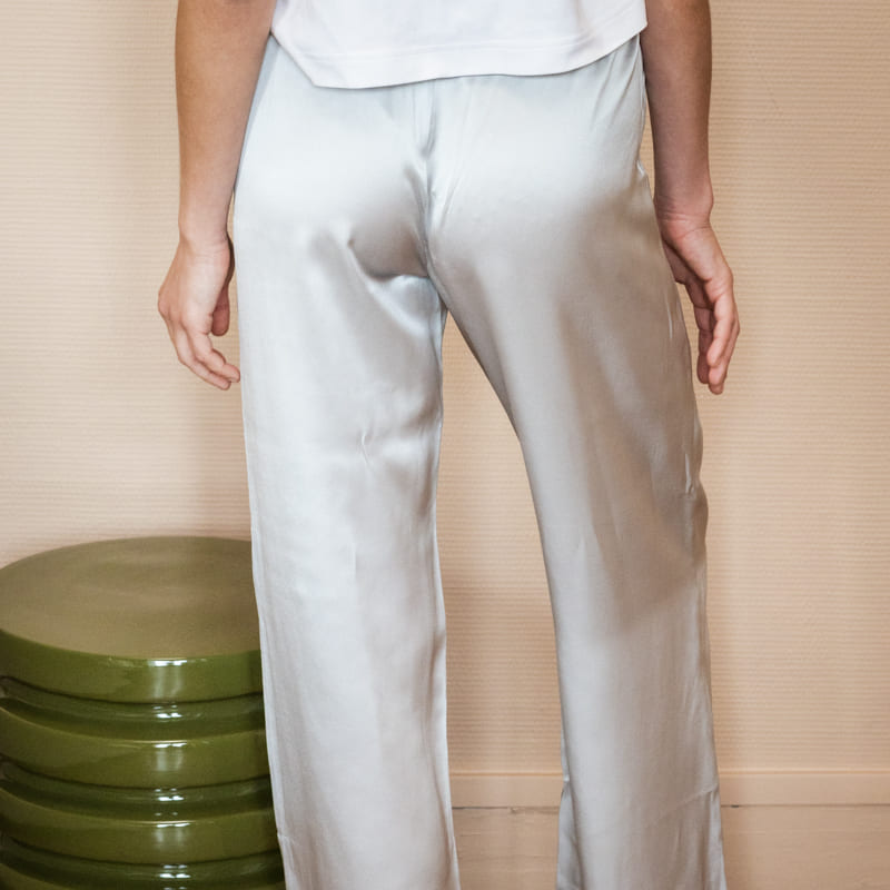 Pantalon 100% pure soie de mûrier - Gris perle