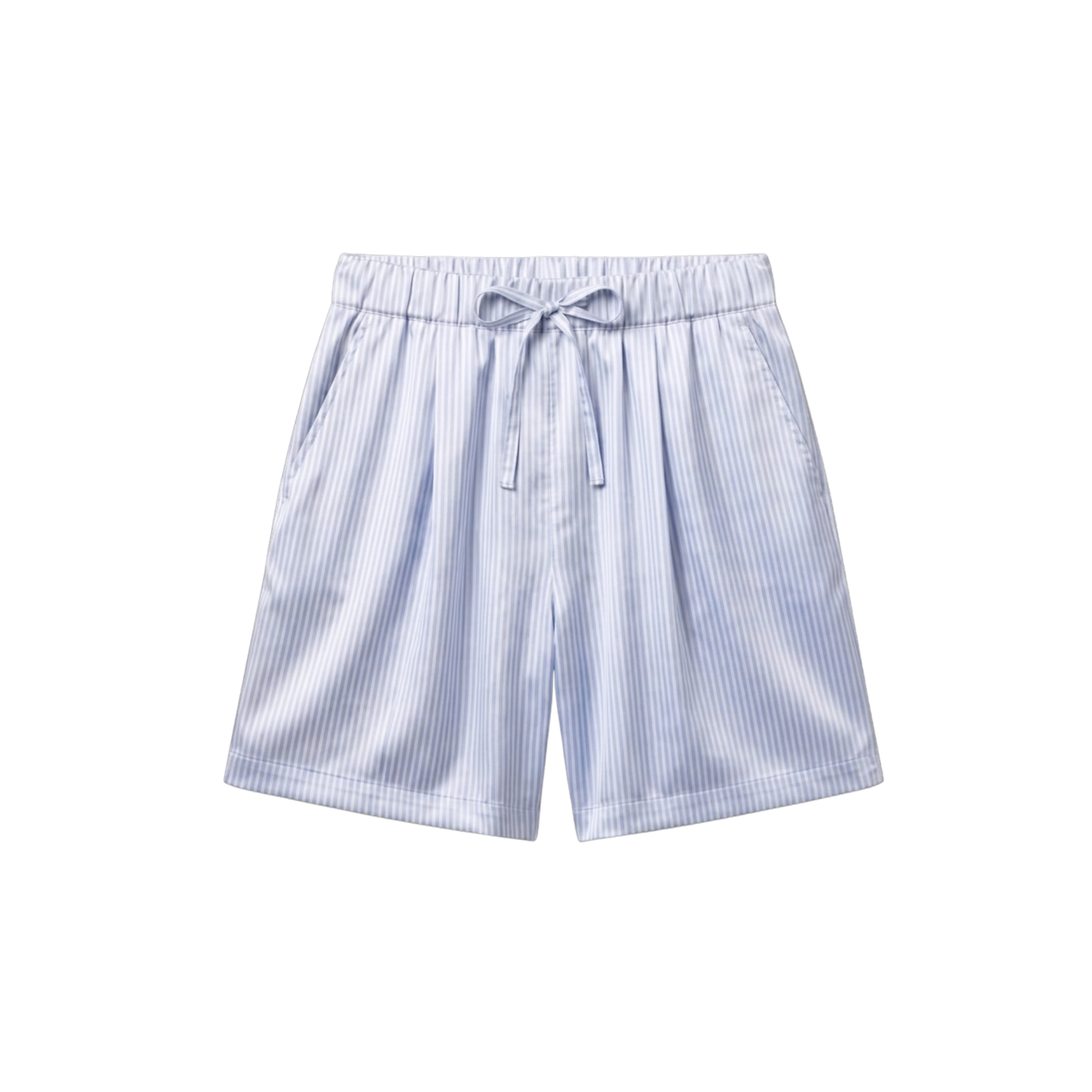 Short Oversize 100% pure soie de mûrier - Rayures Bleu Clair