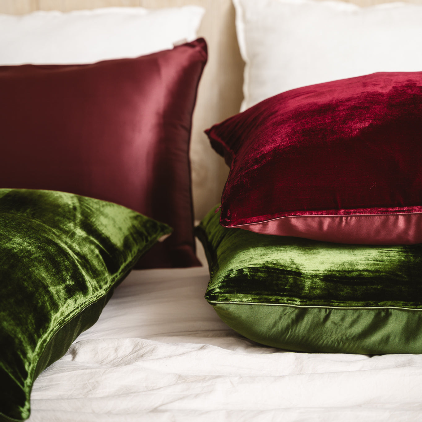 Double-sided pillowcase - Silk and velvet
