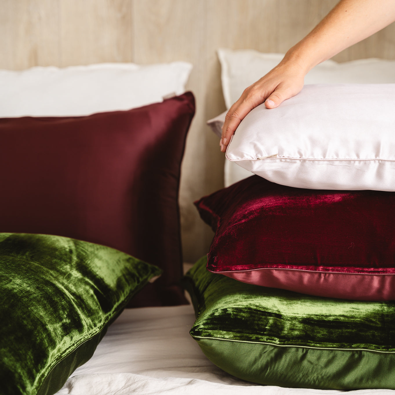 Double-sided pillowcase - Silk and velvet