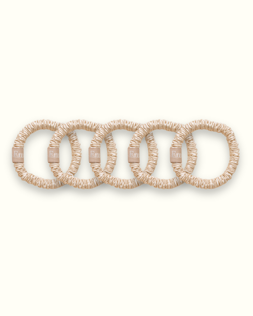 Lot de 5 Chouchous 100 % Soie - Le mini - Champagne