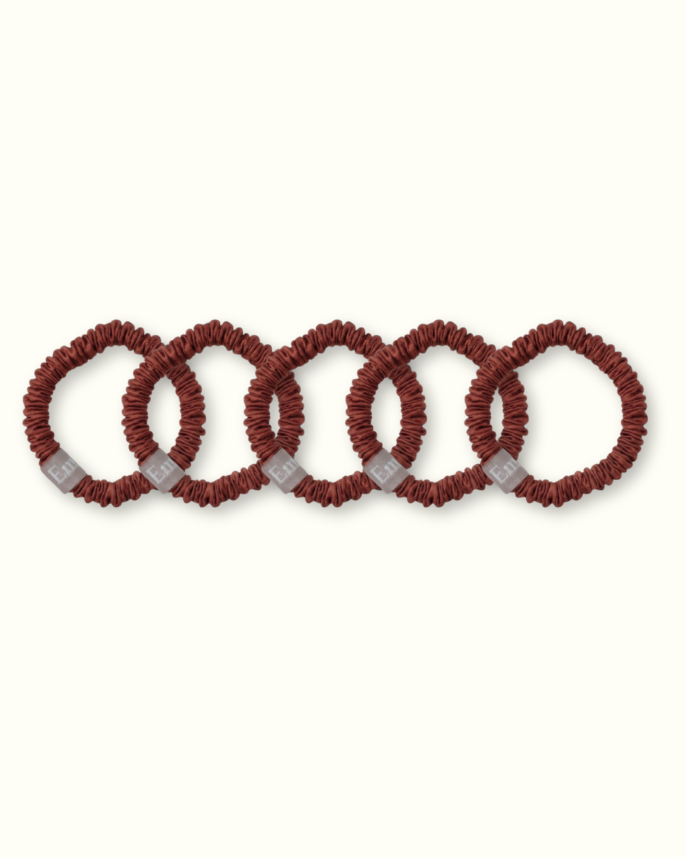 Set of 5 100% Silk Scrunchies - The Mini - Mocha