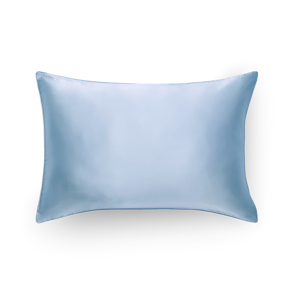 Taie d’oreiller en pure soie couleur bleu glacier format 51x76 cm, idéale pour prendre soin de la peau et des cheveux pendant la nuit