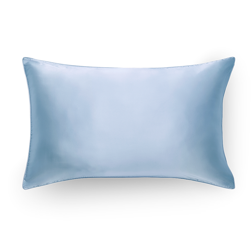 Taie d’oreiller en pure soie couleur bleu glacier format 51x76 cm, idéale pour prendre soin de la peau et des cheveux pendant la nuit