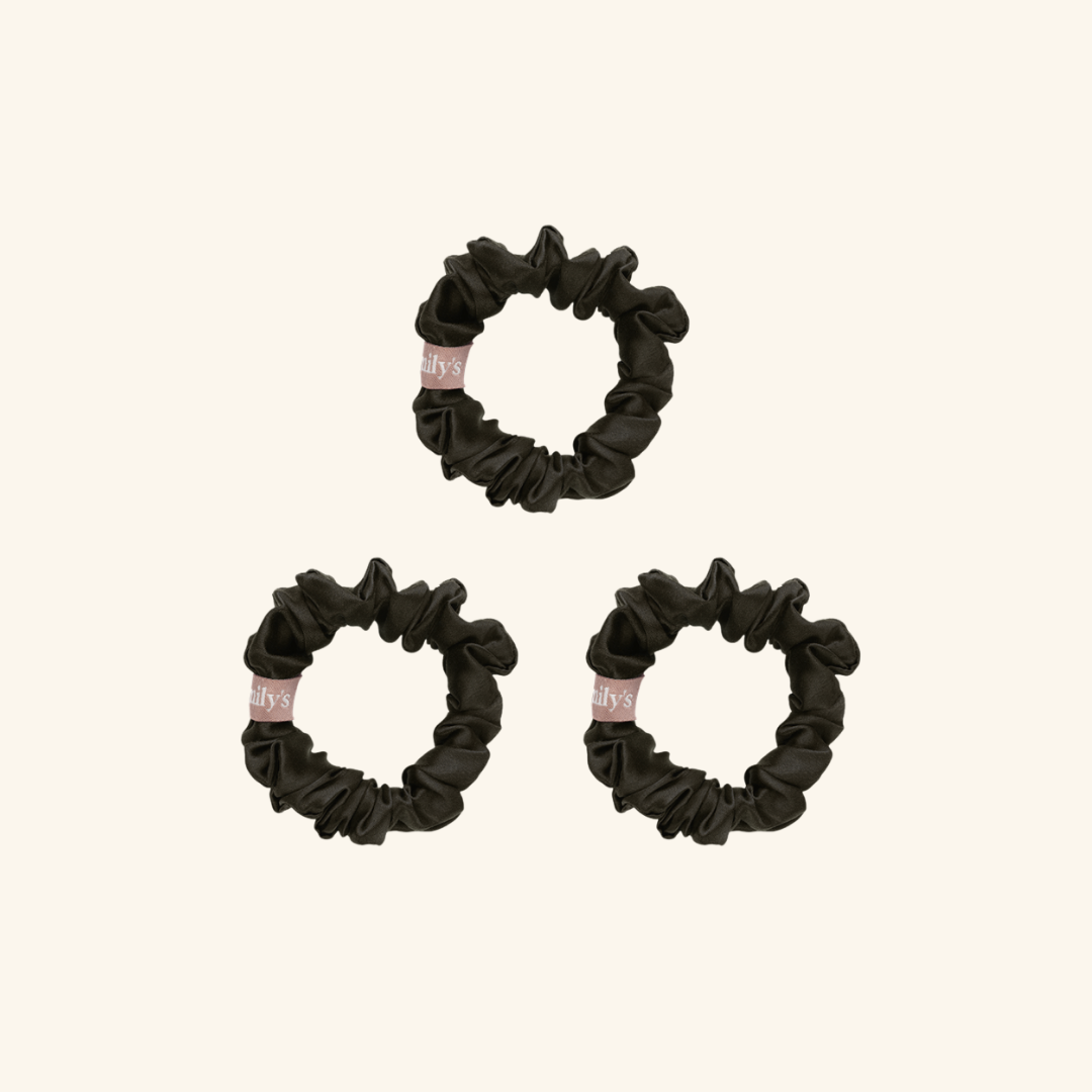 Chouchou 100% pure soie - Le petit - Noir x3