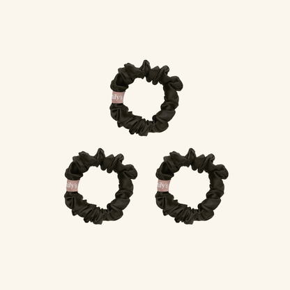 Chouchou 100% pure soie - Le petit - Noir x3