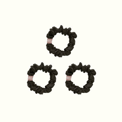 Chouchou 100% pure soie - Le petit - Noir x3