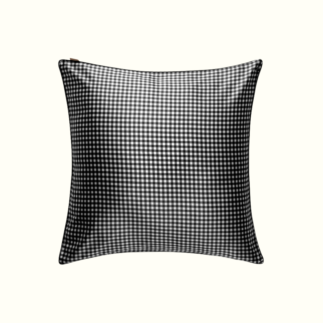 100% Pure Mulberry Silk Pillowcase - Black Gingham