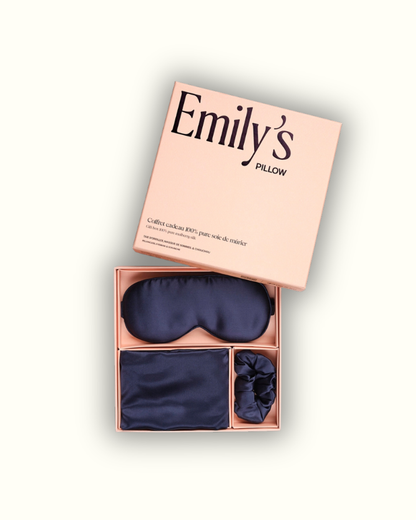Gift set - Silk Pillowcase, Sleep Mask, Scrunchie M - Midnight Blue