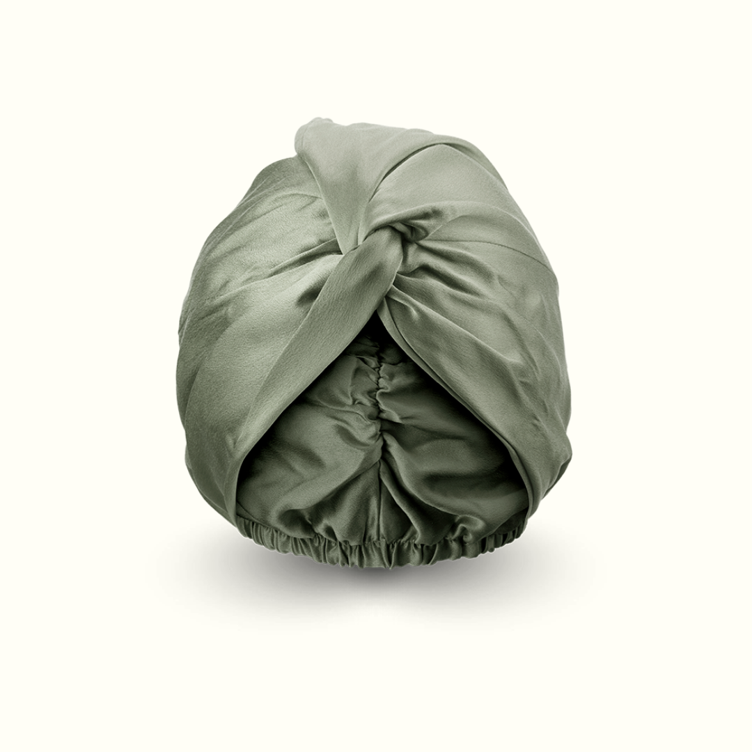 Turban 100% pure soie de mûrier - Vert sauge