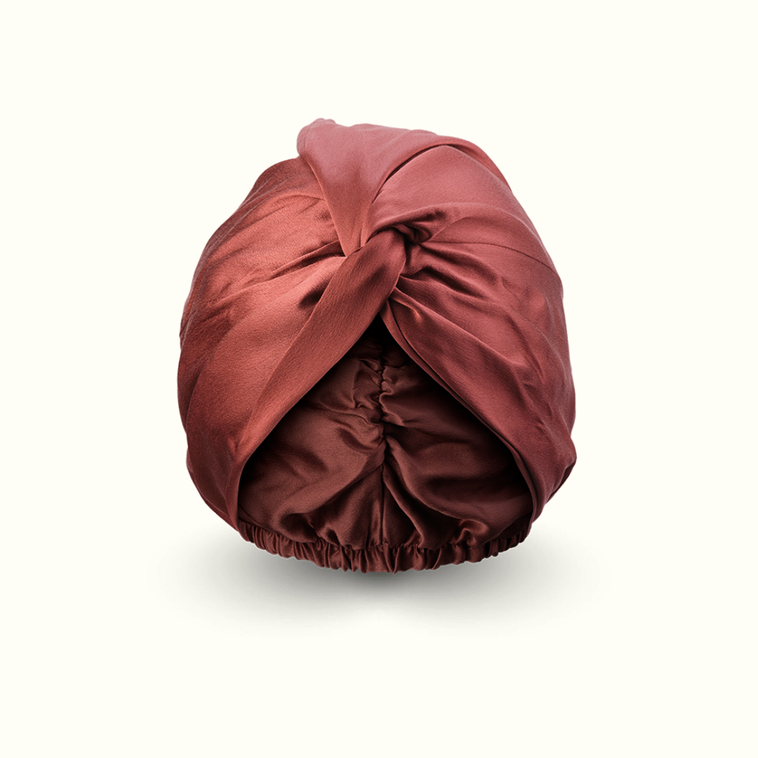 Turban 100% pure soie de mûrier - Lie de vin