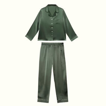 Pyjama 100% pure soie de mûrier - Vert sauge