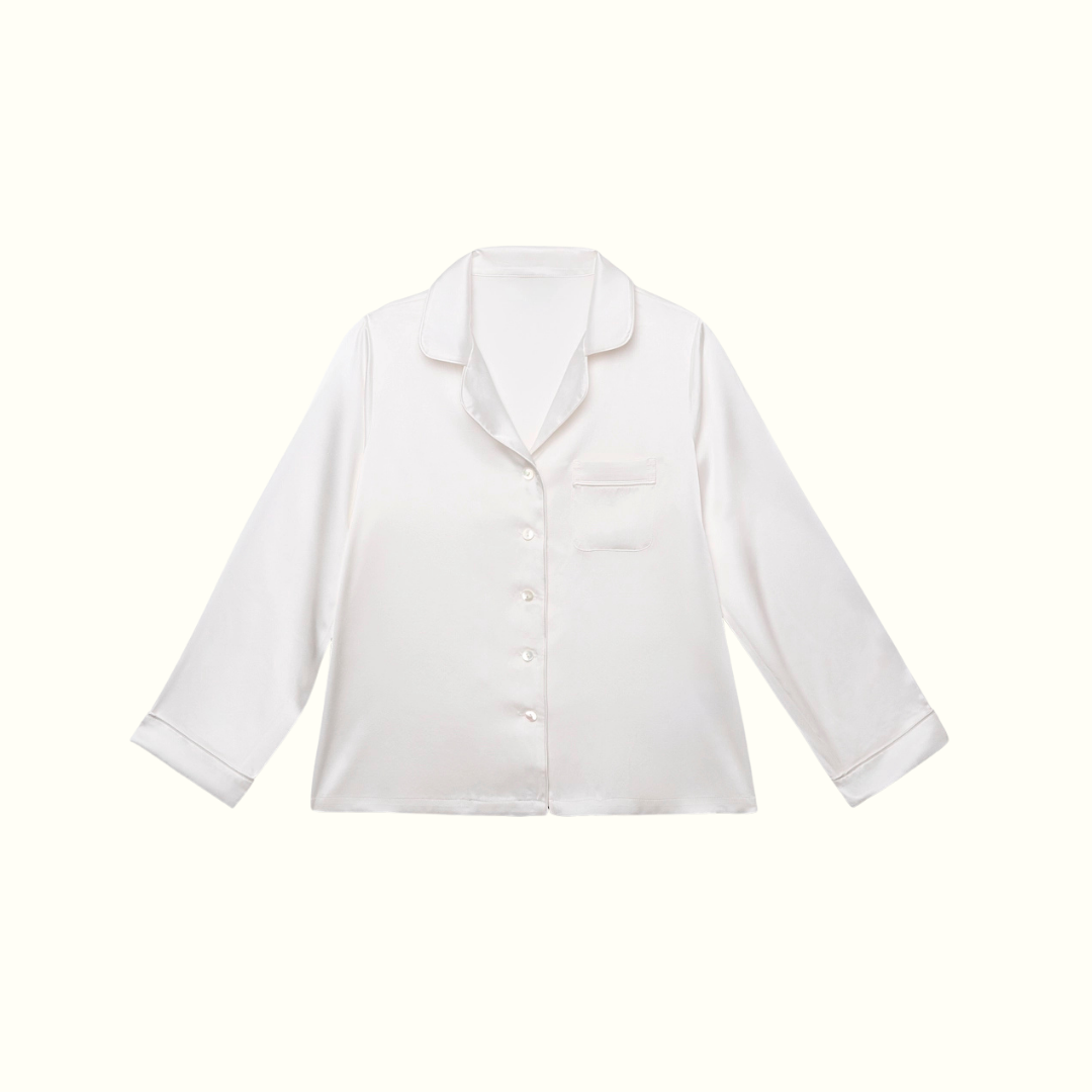 Chemise 100% pure soie de mûrier - Blanc