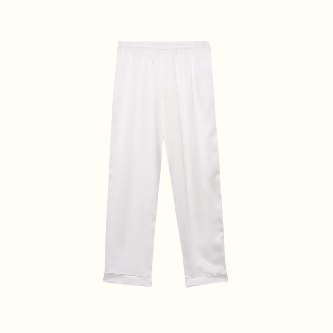 Pantalon 100% pure soie de mûrier - Blanc