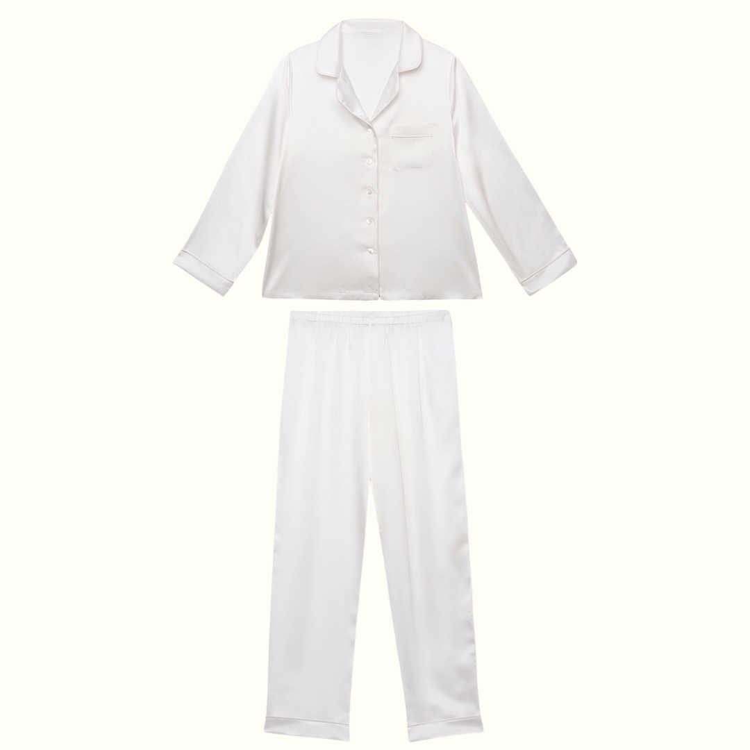 Pyjama 100% pure soie de mûrier - Blanc