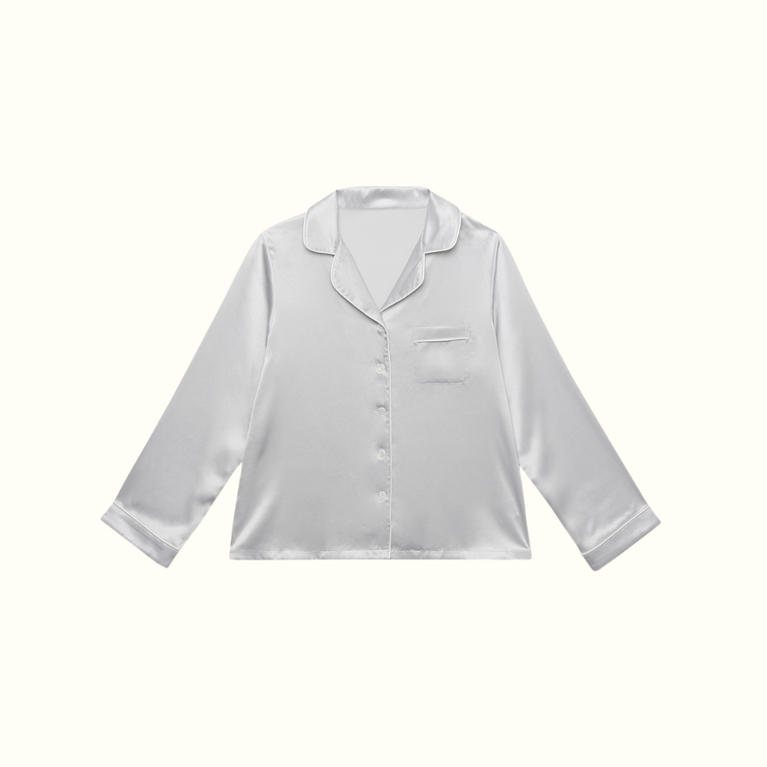 Chemise 100% pure soie de mûrier - Gris perle